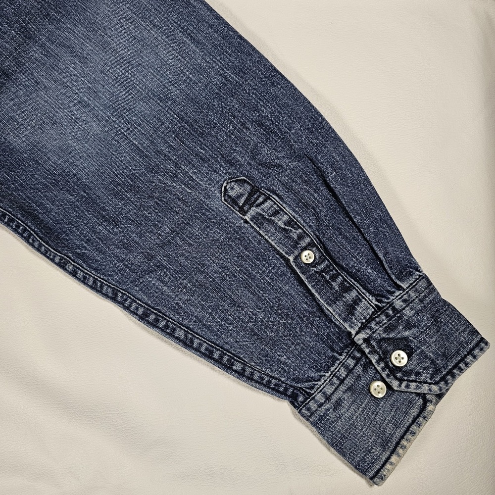 Tommy Hilfiger Denim Button Down Shirt Mens XL Blue Chambray Long Sleeve Classic - Picture 5 of 14
